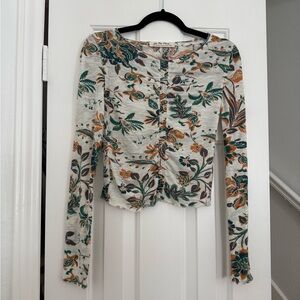 Free People Patterned Cinched Top Size XS